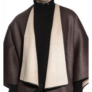 NWOT +Beryll Elegant Reversible Brown & Tan Cashmere Blend Blanket Shawl
